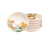 Assiette creuse Sommets 19 cm (lot de 6) - Amadeus - Blanc - Grès Multicolore G
