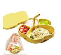 Assiette d'alimentation divisée pour bébé - Plat à ventouse en silicone en forme de griffe de chat | Assiette d'entraînement antidérapante avec paille et couvercle | Ensemble de repas pour