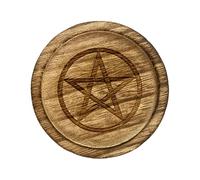 Assiette d'autel pentacle - Bol de sorcière - Pentagramme en bois fait à la main - Plateau à bijoux vintage - Bougeoir étoile - Pentagramme - Bol en bois - Autel - Support vintage pour la décoration