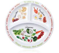 Assiette de Contrôle des Portions en Mélamine - Compartiments Alimentation Équilibrée - Aide Perte de Poids Convient Diabétiques