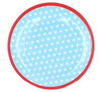 Assiette de Dîner Imitation Porcelaine 9 Pouces, Vaisselle Réutilisable Légère, Résistante aux Rayures et aux Taches - Design Moderne, Empilable, Parfaite pour Snacks et Fruits (points bleu clair)