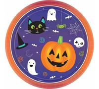 Assiette de fête Halloween Friends pour enfants Décoration de fête Halloween 8 pièces multicolores 23 cm