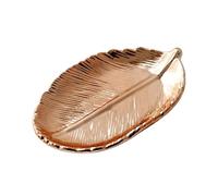 Assiette de feuilles en céramique, feuille d'arbre bijoux collations plateau de rangement de desserts bijoux plat à bibelots en céramique 2 pièces Pour Table D'entrée Décor(Rose Gold)