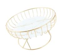 Assiette de Fruits Bavures Délicates, Attraction Décorative pour la Maison, la Cuisine, les Fêtes, Marbre en Fer Noir doré 17.6oz-21.2oz (S #11)