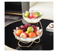 Assiette de fruits Plateau de bols de service à plusieurs niveaux en céramique, bol à fruits en céramique à 2 niveaux avec support en métal for sushi, dessert, fruits, légumes, apéritif, gâteau Bols à