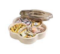 Assiette de fruits secs - Plateau de de collations avec couvercle, plats de divisés, organisateur de collations divisé en forme de pétale de fleur, plateau d'assiettes de alime