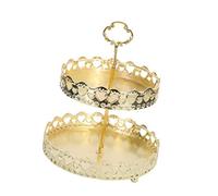 Assiette de Présentation de Dessert de Biscuits à Double Couche D'or Exquise, Assiette de Dessert de Fruits de Bonbons élégante pour une Décoration de Maison Luxueuse (Coeur d'amour évidé)