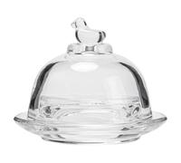 Assiette de présentation de gâteau, beurrier en verre, récipient de service pour beurre transparent avec couvercle, mini récipient à beurre, gardien de beurre rond pour la maison