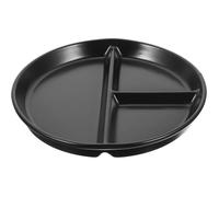 Assiette de repas - MARQUE - Ronde Divisée - Céramique - 3 Compartiments - Noir