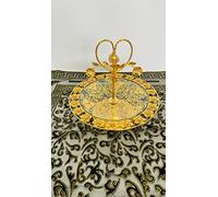Assiette de service de luxe en or avec plateau doré brillant style Medusa Versac décoré pour servir