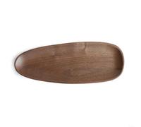 Assiette de service en bois à bords arrondis pour goûter, pain, fruits, gâteaux, fruits secs, finition naturelle, se marie bien avec n'importe quel décor de salle à manger (30 x 12 x 2 cm)
