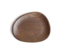 Assiette de service en bois à bords arrondis pour goûter, pain, fruits, gâteaux, fruits secs, finition naturelle, se marie bien avec n'importe quel décor de salle à manger (16 x 13 x 2 cm)