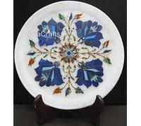Assiette de service en marbre pour décoration de cuisine | Assiette de collection en pierre précieuse naturelle de 22,9 cm avec aspect audacieux | Assiette cadeau vintage en marbre corporatif