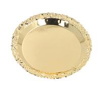 Assiette de service ronde et décorative, plateau à fruits en acier inoxydable pour collations, desserts et bijoux, plat à pâtisserie en métal plaqué or avec un élégant motif sur