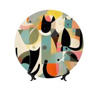 Assiette décorative à motif chat, style art moderne du milieu du siècle, 20 cm, compatible micro-ondes, four et lave-vaisselle, résistante aux rayures, idéale pour la décoration du salon ou de l'entré