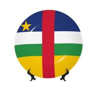 Assiette décorative à motif drapeau d'Afrique centrale, 20 cm, compatible micro-ondes, four et lave-vaisselle, résistante aux rayures, idéale pour la décoration du salon ou de l'entrée, ou comme cadea