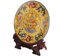 Assiette Décorative avec Support en Céramique, Décoration de Bureau | Style Chinois Ancien, Finition Simple et Élégante, pour Meuble D’entrée ou Vitrine, Pièce D’ornement