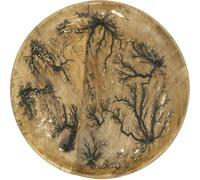 Assiette décorative en bois de manguier Ø30 cm avec effet craquelé doré, Assiette en bois naturel pour une décoration d'intérieur stylée