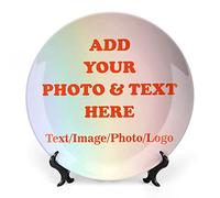 Assiette DéCorative En CéRamique Photo PersonnaliséE Avec PréSentoir - Assiette En CéRamique PersonnaliséE Personnalisable Avec Image/Texte,Cadeau ComméMoratif Pour Couple,Ami De La Famille,An
