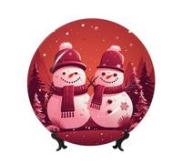 Assiette décorative en porcelaine anglaise avec deux bonshommes de neige ensemble assiettes à dîner en céramique deux bonhommes de neige ensemble assiettes décoratives en céramique ornement art