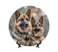 Assiette décorative en porcelaine anglaise de 25,4 cm avec support de présentation pour les amateurs de chiens de berger allemand, assiettes décoratives en céramique, décoration murale pour la maison