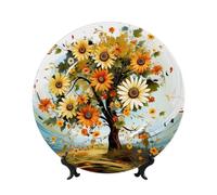 Assiette décorative en porcelaine anglaise de 25,4 cm, marguerites, papillons, coccinelles, insectes - Assiettes en céramique avec support de présentation - Ornements en céramique pour la maison, le