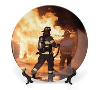 Assiette décorative en porcelaine anglaise élégante pour décoration d'intérieur - Jolie plaque de pompier - Plaque murale à suspendre au mur pour la maison et le bureau