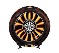 Assiette décorative en porcelaine de 15 cm (6 pouces) représentant une cible de fléchettes avec un motif de flammes, assiette à dessert, pour la décoration du salon, décoration d'entrée, cadeau pour l