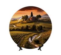 Assiette décorative en Porcelaine Fine avec décor champêtre, idéale pour la décoration de Salon, de Cuisine ou de Table.