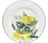 Assiette décorative Méditerranée Métal avec motif de citrons - Décoration de table ou murale - Assiette métallique Ø34cm