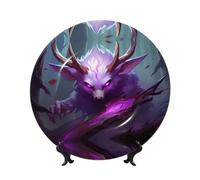 Assiette décorative motif Bête aux yeux violets, 20 cm, compatible micro-ondes, four et lave-vaisselle, résistante aux rayures, idéale pour la décoration du salon ou de l'entrée, ou comme cadeau pour