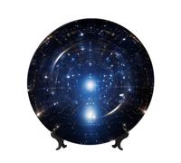 Assiette décorative motif ciel étoilé, 18 cm, compatible micro-ondes, four et lave-vaisselle, résistante aux rayures, idéale pour la décoration du salon ou de l'entrée, ou comme cadeau pour la maison.