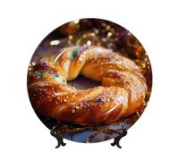 Assiette décorative motif galette des rois, 25 cm, compatible micro-ondes, four et lave-vaisselle, résistante aux rayures, idéale pour la décoration du salon ou de l'entrée, ou comme cadeau pour la ma