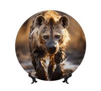 Assiette décorative motif hyène solitaire, 18 cm, compatible micro-ondes, four et lave-vaisselle, résistante aux rayures, idéale pour la décoration du salon ou de l'entrée, ou comme cadeau pour la mai