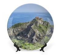 Assiette décorative murale en céramique avec support, 25 cm, style moderne, inspirée de l'architecture de la mer et de l'ermitage. Idéale pour la maison, le bureau, la cuisine ou la table. Assiette