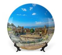 Assiette décorative murale en céramique avec support, 25 cm, style théâtre italien moderne, assiette à dessert, style ferme, pour la maison, le bureau, la cuisine ou la table. Assiette en porcelaine