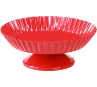Assiette décorative rouge en métal Ø14cm avec pied, 2 pièces : Décoration de table et de l'Avent