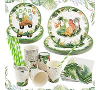 Assiette Dinosaure Anniversaire Garcon 24 Invités Kit Vaisselle Jetable Anniversaire Enfant Fournitures fête d'anniversaire Enfants Party Fête Mariages Baby Shower Noël