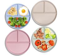 Assiette Divisée - DîNer - Lot de 4 - Plastique Incassable - Réutilisables - Lave-Vaisselle Compatible