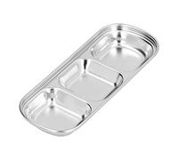 Assiette Divisée en Acier Inoxydable, Plat à Collation épais avec Compartiment pour le Camping et les Pique-niques, Matériau de qualité Alimentaire 304 (3 cavités)