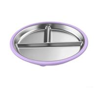 Assiette divisée en acier inoxydable robuste de 23 cm | Design à 5 compartiments, acier inoxydable 304, base en silicone antidérapante, passe au lave-vaisselle