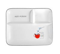 Assiette divisée en céramique, Assiette Rectangulaire avec Compartiments pour empêcher les saveurs de se mélanger, Convient pour les pâtes, la salade de fruits et le pain, Va au four à micro-ondes