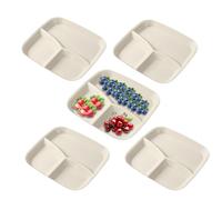 Assiette Divisée - Plat De Service Réutilisable À 3 Compartiments | Lot de 5 Assiettes avec Divisions | Pour La Cuisine À La Maison, La Cuisson, La Consommation De Fruits, Légumes,