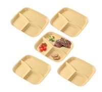 Assiette Divisée | Plat De Service Réutilisable À 3 Compartiments,Lot de 5 Assiettes avec Divisions | pour la Maison et la Cuisine, Fruits, Légumes, Salade, Riz et Plus