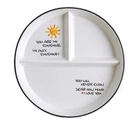 Assiette divisées en porcelaine, rondes de contrôle des portions pour perte de poids pour adultes, assiettes adaptées pour dîner, dessert, salade, steak, sushi et spaghettis