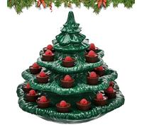 Assiette d'œufs du diable de Noël - Grand arbre en résine de 30,5 cm - Plateau de service lourd avec 24 trous - 1,6 kg - Porte-apéritif festif pour les vacances - Vaisselle d'hiver saisonnière pour