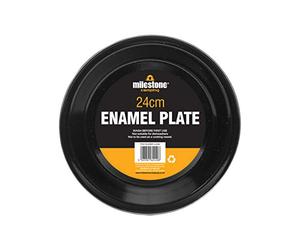 Assiette émaillée Noire Milestone - Noire, 24 cm