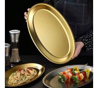 Assiette en acier inoxydable en forme d'œuf, plateau plat ovale doré, assiette de cuisson à la vapeur pour le poisson, assiette pour légumes, plaque de barbecue commerciale, plateau d'affichage pour b