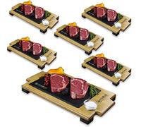 Assiette en ardoise de 20 x 30 cm Promo 6 unités avec base en bois péronalisée 1 saucière