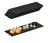 Relaxdays Assiette en Ardoise, Lot de 12, Planches Longues en Ardoise, pour Servir et écrire, 30x10 cm, Anthracite